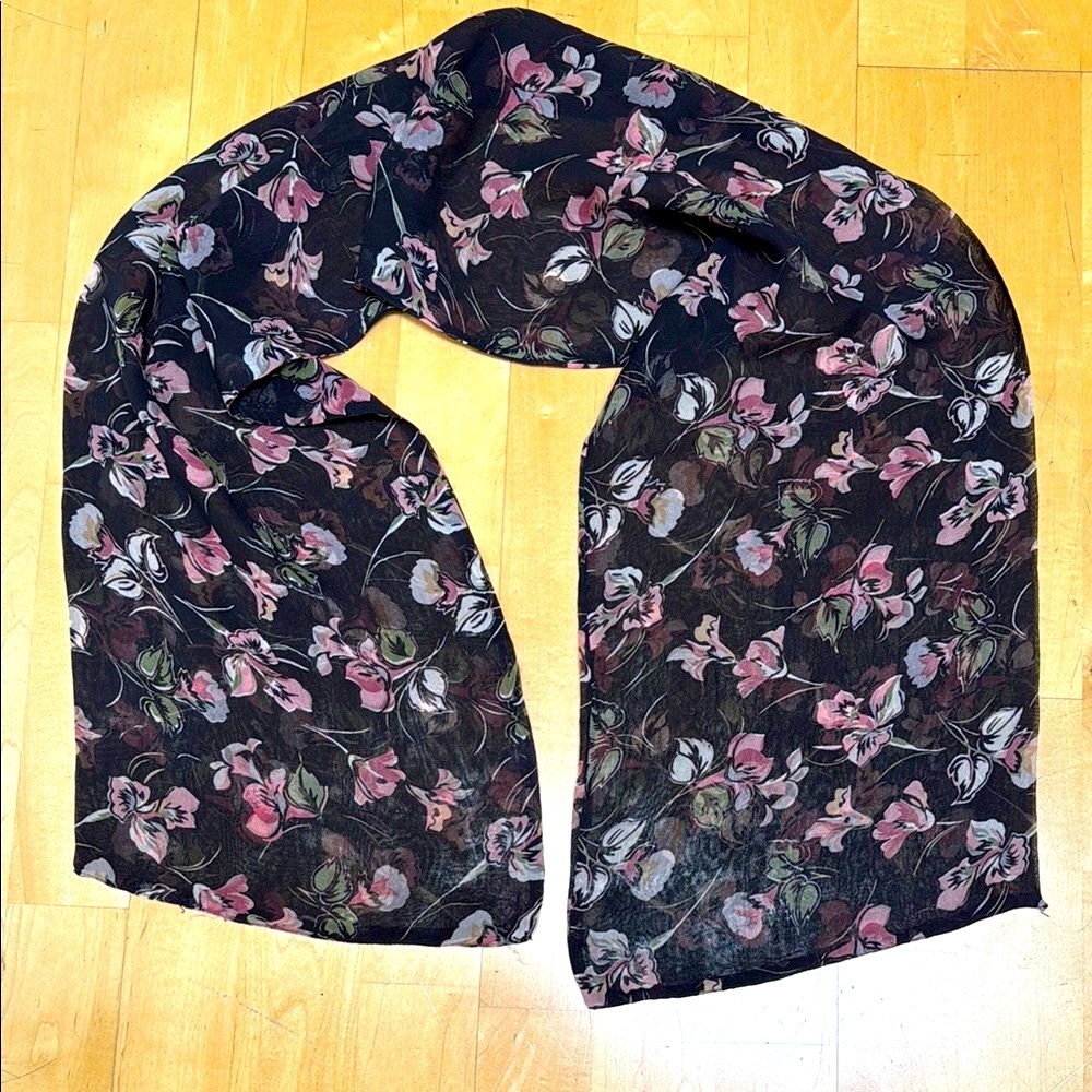 Floral Black & Mauve/Pink Women's Lightweight Scarf 🧣